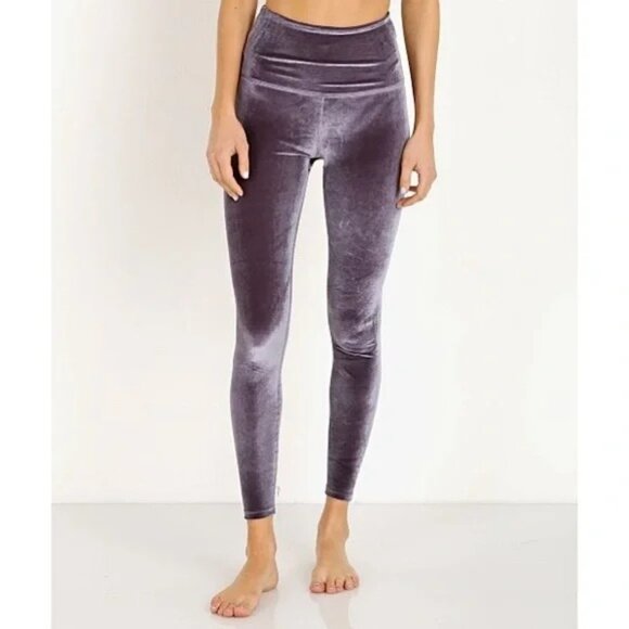 ALO Yoga Pants - Alo Yoga Posh Leggings In Velvet Velour Purple High Waist Full Length Size S
